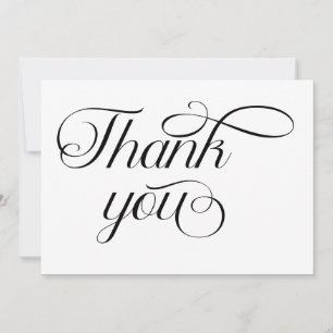 Minimalist Black White Script  Thank You Card
