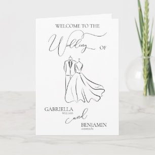 Minimalist Black White Script Thank You Wedding Program