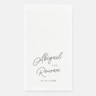 Minimalist Black White Script Wedding Paper Guest Towels