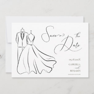 Minimalist Black White Script wedding Save The Date