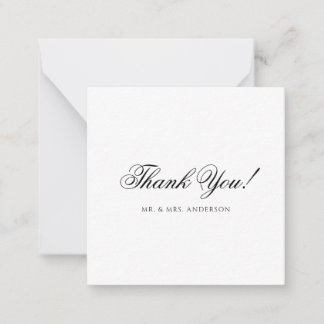 Minimalist Black & White Script Wedding Thank You Note Card