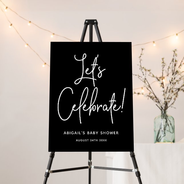 Minimalist Black & White Shower Welcome Celebrate  Foam Board (In Situ (Stand))