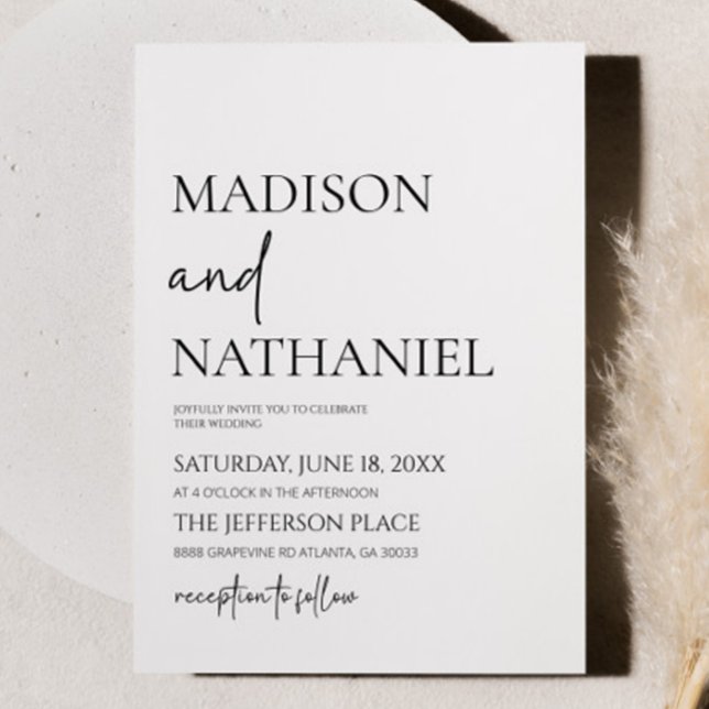 Minimalist Black White Simple Elegant Wedding Invitation (Creator Uploaded)