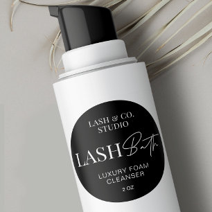 Minimalist Black & White Simple Lash Bath Cleanser Classic Round Sticker