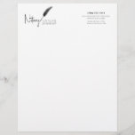 Minimalist Black & White Simple Modern Notary Letterhead<br><div class="desc">Create a professional mailings with Minimalist Black & White Simple Modern Notary Letterhead. Don't wait for opportunity, create it! Featuring a notary loan signing agent designed with a black feathered calligraphy pen logo and simple, elegant design, this 8.5" x 11" letterhead is perfect for making sure your communication looks great....</div>