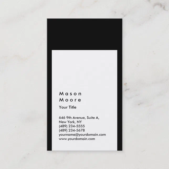Minimalist Black White Simple Modern Professional Business Card | Zazzle