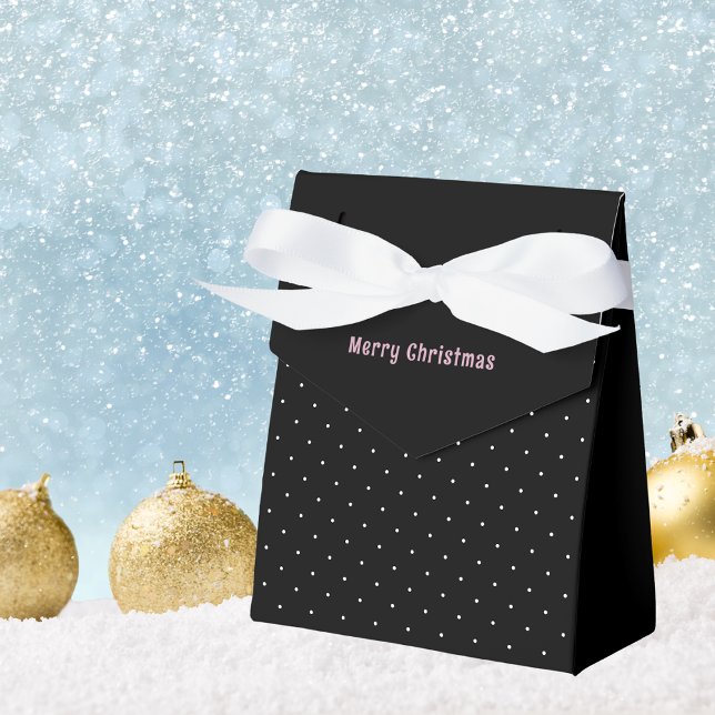 Minimalist Black & White Small Dot Merry Christmas Favor Boxes (Creator Uploaded)
