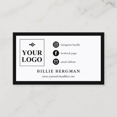 Minimalist Black White Social Media Your Logo Business Card