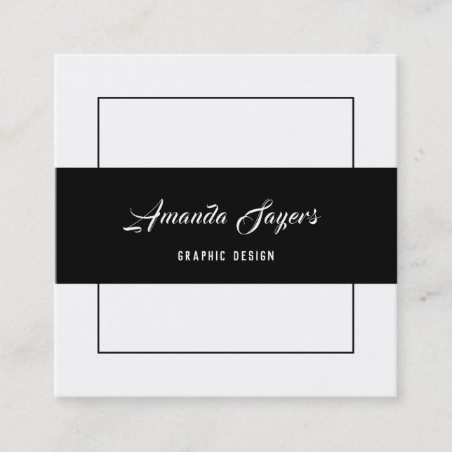 Minimalist Black & White Square Business Card (Front)