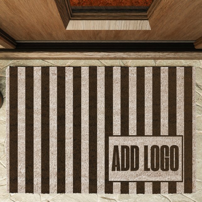 Minimalist Black & White Stripes Business Logo  Fiber Doormat (Creator Uploaded)