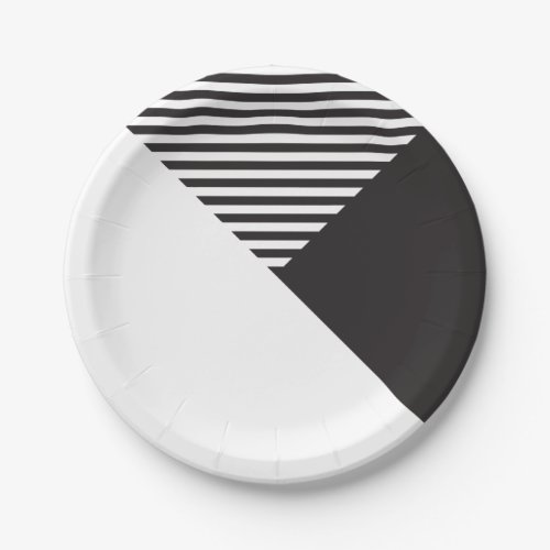 Minimalist Black White Stripes Party Paper Plates