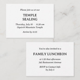 Minimalist Black & White Temple & Meal Invitation