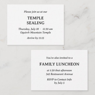 Minimalist Black & White Temple & Meal Invitation