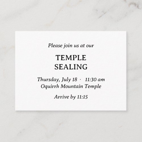 Minimalist Black  White Temple Sealing Invitation