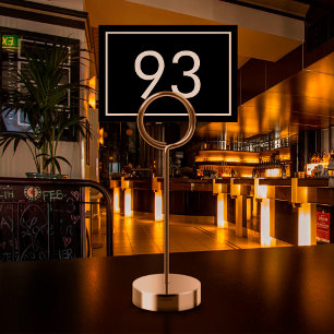 Minimalist Black White Text Restaurant Table Number