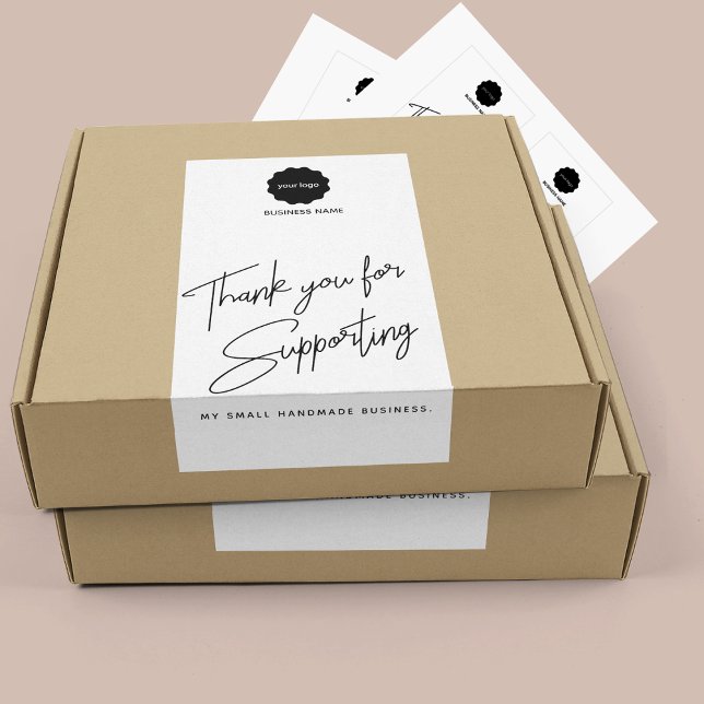 Minimalist Black & White Thank You Business Sticke Rectangular Sticker (Creator Uploaded)