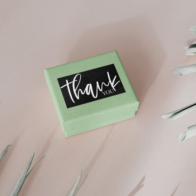 Minimalist Black & White Thank You Sticker Label (Creator Uploaded)