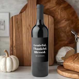 Minimalist Black & White Thanksgiving Wine Label