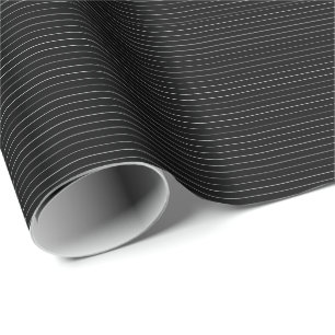 Minimalist black white thin stripes pattern chic wrapping paper