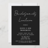 Minimalist Black & White Tie Bridesmaids Luncheon  Invitation (Front)