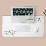 Minimalist Black & White Trendy Monogram Initials Desk Mat<br><div class="desc">Add a personalized touch to your work space with this trendy black and white desk mat with space for your initials or business logo as well as a motivational quote that reads 'Where Creativity Comes To Live'. This simple computer desk mat is perfect to use in your home office or...</div>
