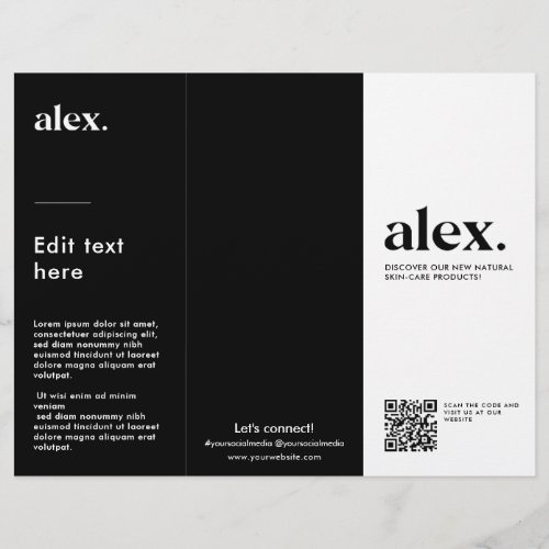 Minimalist Black  White Trifold Brochure