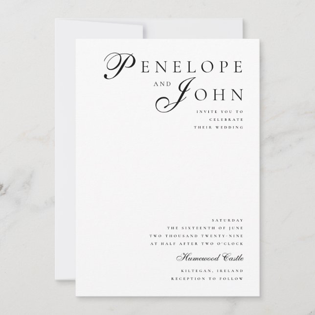 Zazzle wedding invitations - Pink Dramatic personalized gifts for you Minimalist black and white wedding invitation with elegant serif and script typography
