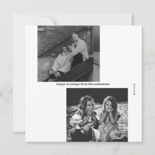 Minimalist Black White Typography Photo Christmas Holiday Card