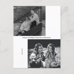 Minimalist Black White Typography Photo Christmas Holiday Postcard