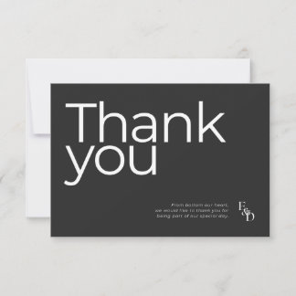 Minimalist Black & White Typography Wedding Thank You Card
