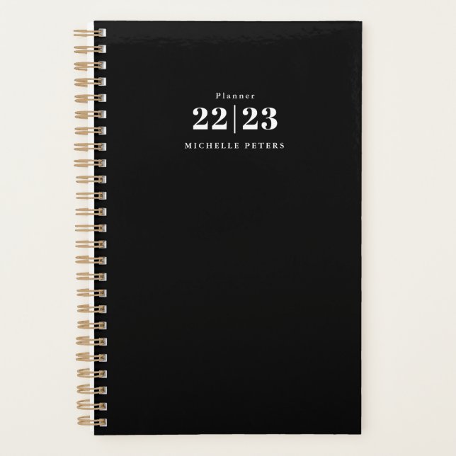 Minimalist Black White Typography Weekly Monthly Planner (Front)