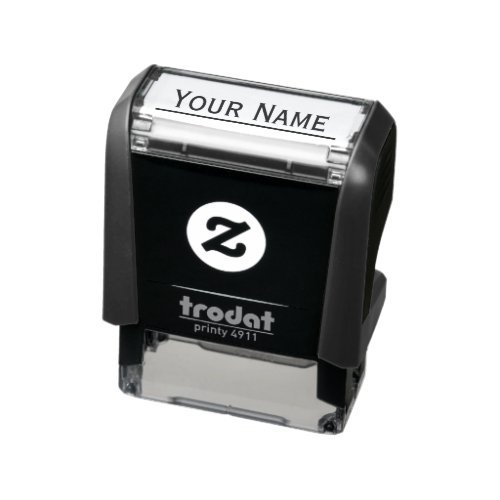 Minimalist Black  White Underscored Custom Name Self_inking Stamp