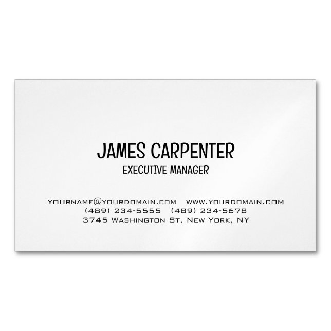 Minimalist Black White Unique Modern Professional Business Card Magnet (Front)