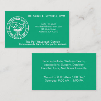 Minimalist Black & White Veterinary Clinic Business Card