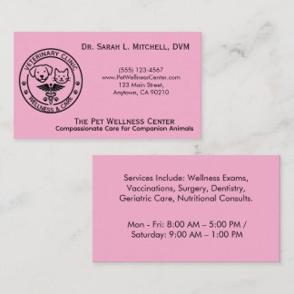 Minimalist Black & White Veterinary Clinic Business Card