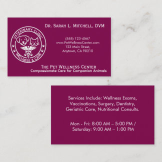 Minimalist Black & White Veterinary Clinic Business Card