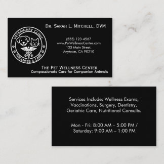 Minimalist Black & White Veterinary Clinic Business Card