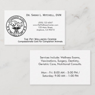 Minimalist Black & White Veterinary Clinic Business Card
