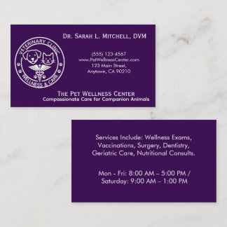 Minimalist Black & White Veterinary Clinic Business Card