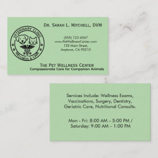 Minimalist Black & White Veterinary Clinic Business Card