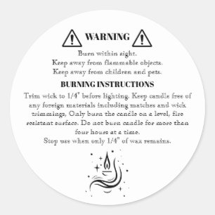 Minimalist Black White Warning Candle Label