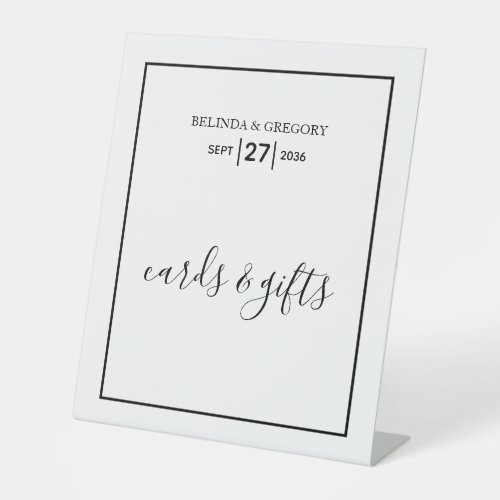 Minimalist Black White Wedding Cards  Gifts Pedestal Sign