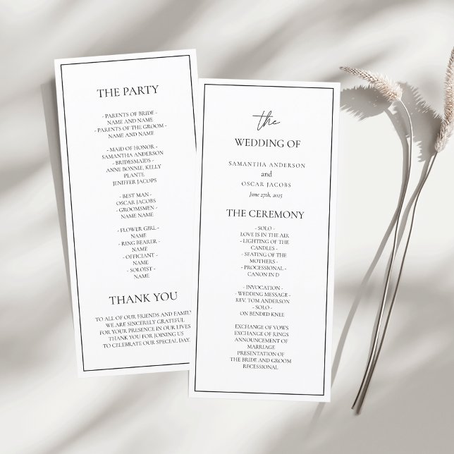 Minimalist Black & White Wedding Ceremony Program  (Creator Uploaded)