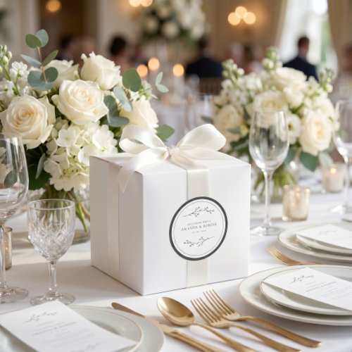 Minimalist Black & White Wedding Classic Round Sticker