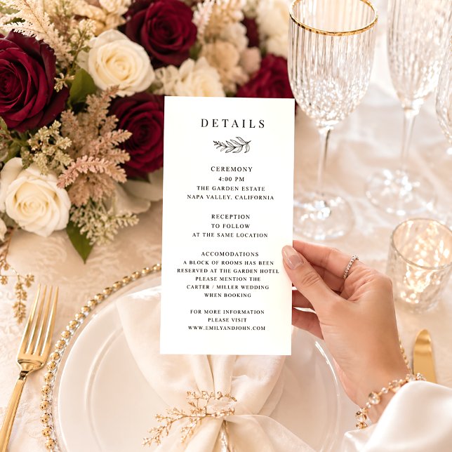Minimalist Black & White Wedding Details Card (Creator Uploaded)