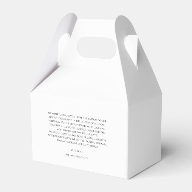 Minimalist Black White Wedding Favor Box (Back Side)