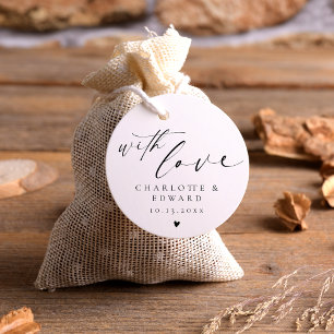 Minimalist Black White Wedding Favors Tags