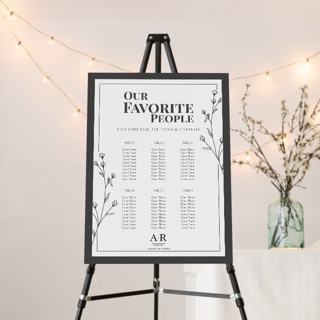 Minimalist Black & White Wedding Foam Board (In Situ (Stand))