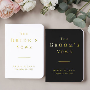 Minimalist Black White Wedding Foil Vow Books