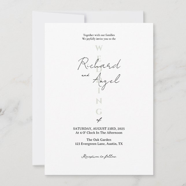 Minimalist Black & White Wedding Invitation (Front)